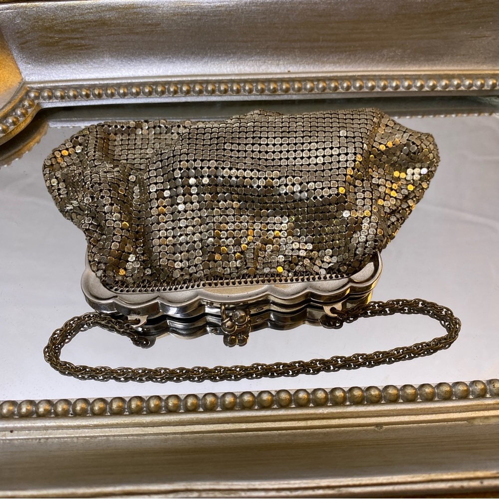 Whiting & Davis Vintage Silver Mesh Bag Small Jewelry Clutch Purse